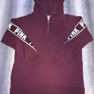Pink Quarter Zip hoodie with pockets